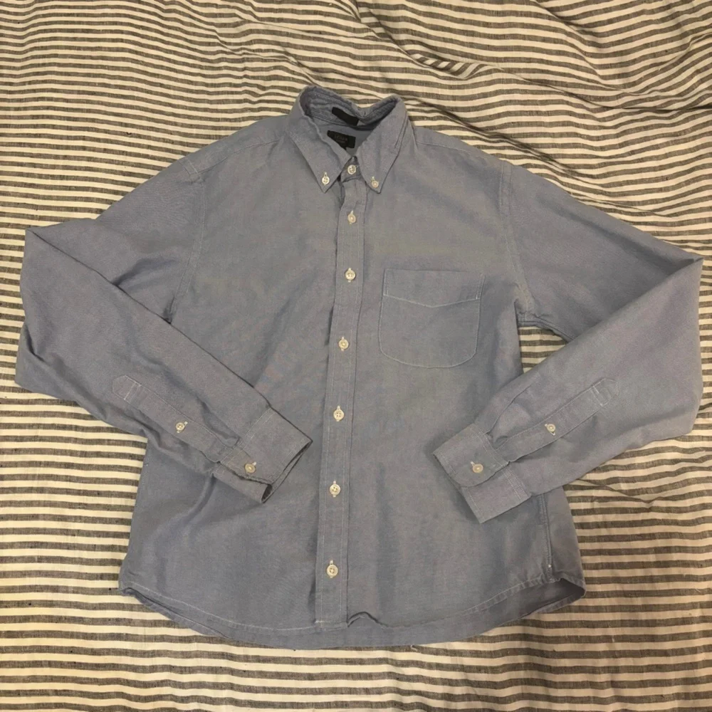 J. Crew slim oxford button down shirt collared long sleeve light blue cotton